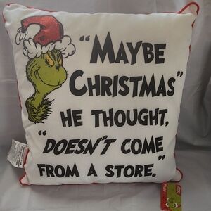 Grinch Christmas Quote Pillow - White and Red (Set of 2)